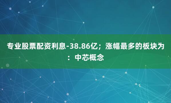 专业股票配资利息-38.86亿；涨幅最多的板块为：中芯概念